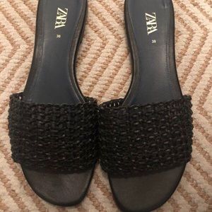 Zara Blue Label Leather Slides